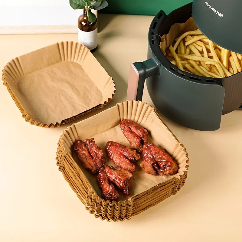50/100pcs Square Silicone Oil Paper Mini Air Fryer Liner Suitable For Most Air Fryers Non Stick Air Fryer Zpaxo