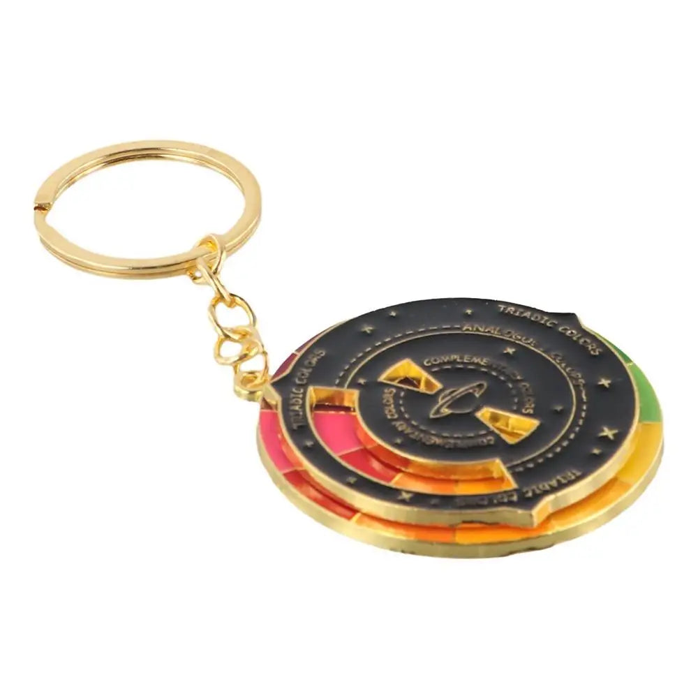 Color Wheel Color Wheel Keyring Rotatable Turntable Spinning Color Compass Keychain Metal Palette Rotable Color Palette Keychain Zpaxo