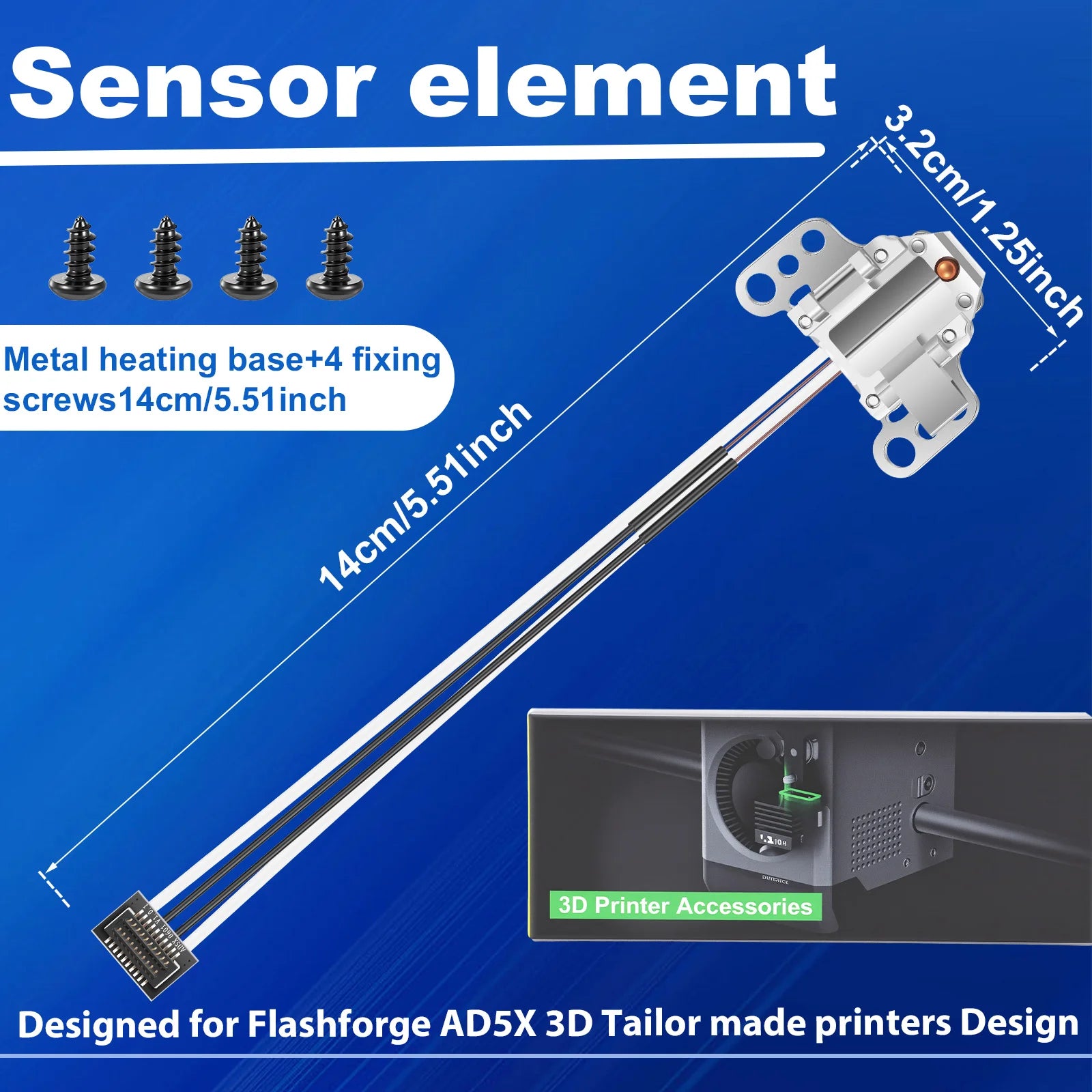 3D Printer Hotend Kit for AD5X Heating Assembly Snap Fit Quick Change 380 Celsius Heat Resistant Replacement Parts with Screws Zpaxo 1PC