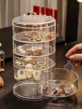 1pc Stylish & Large Capacity 3/4/5 Layers Rotating Jewelry Storage Box For Women, Transparent Desktop Organizer Dust-proof Hair Zpaxo 5Layers