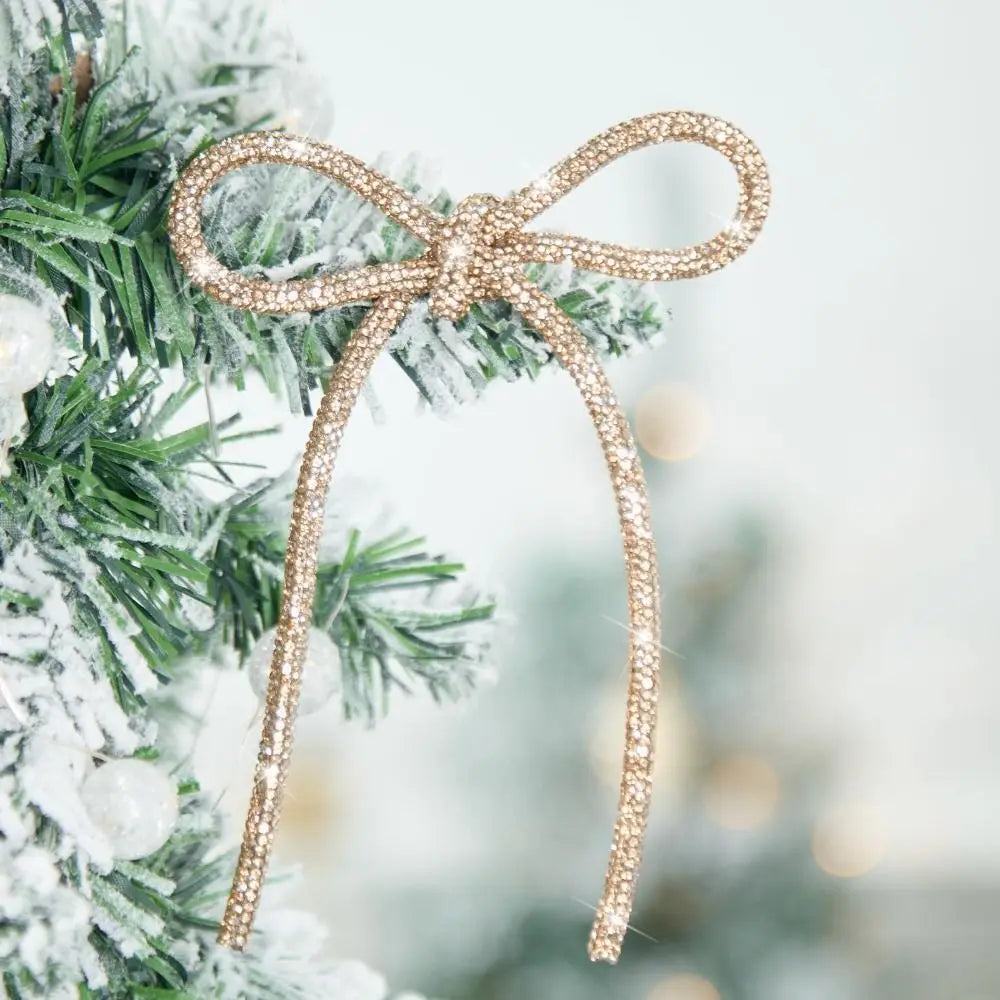 6-Pack Glitter Rhinestone Christmas Bows with Twist Ties Christmas Bow Ornaments Zpaxo