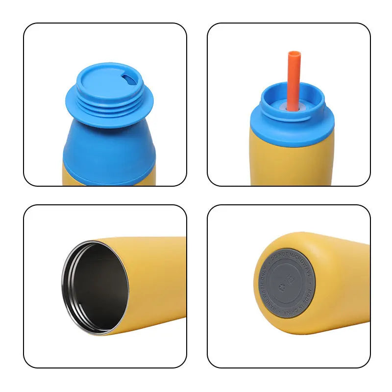 Cross-border New Dual-drinking Milk Tea Cup, 304 Stainless Steel Vacuum Insulated Cup, Detachable Handheld Children's Water Cup Zpaxo