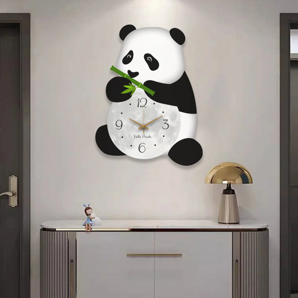 Panda Wall Clock Silent Cute Wall Hanging Decor for Kids Room Kitchen Office Decorative Clock Silent Bedroom Living Room Zpaxo