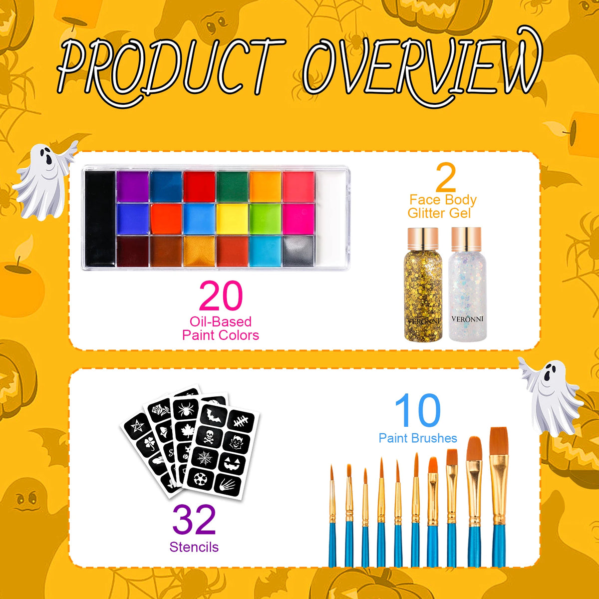 20 Face Body Paint Palette Long Lasting Safe Oil Painting Halloween Zpaxo