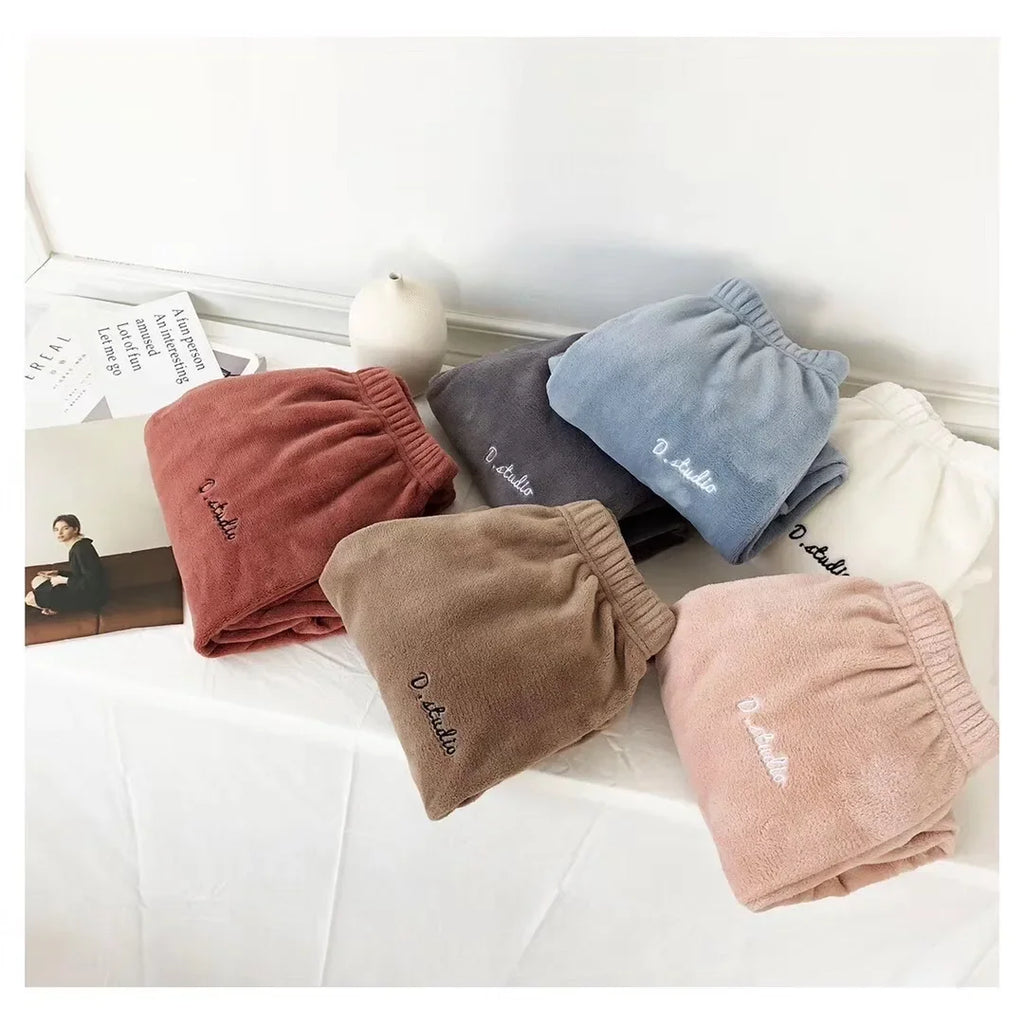 Fleece Pants Women's Thick Plush Loungewear Warm Sleepwear