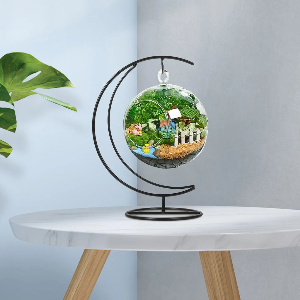 Graceful Hanging Iron Lantern Globe Ornament Stand Terrariums Air
