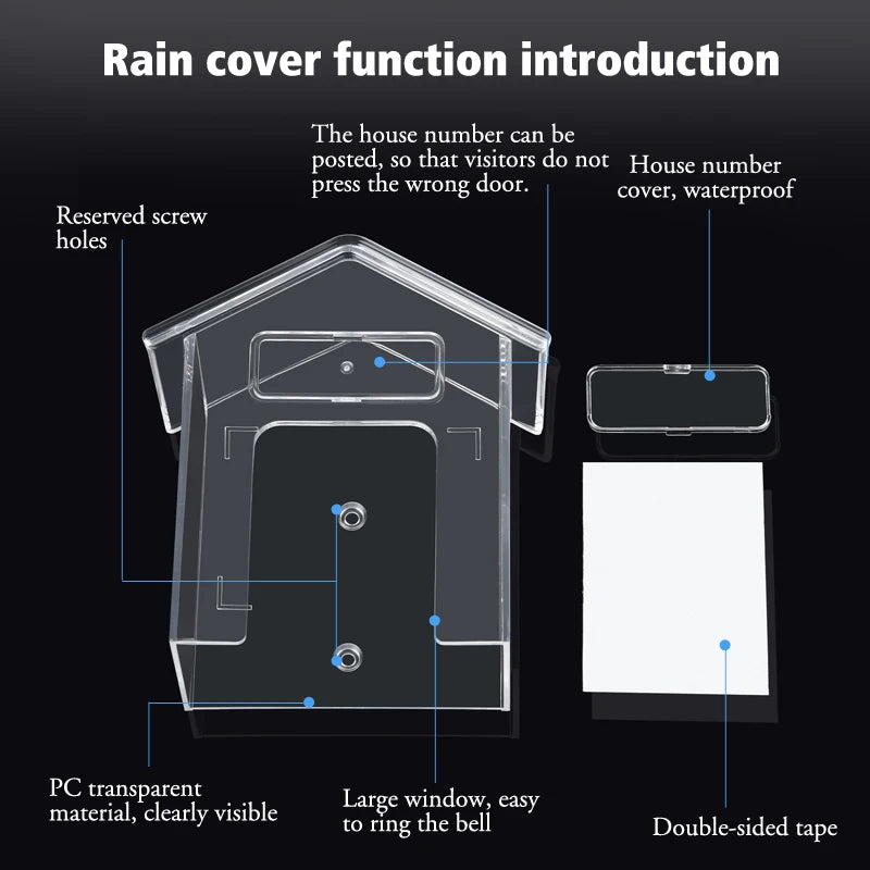 Doorbell Rain Cover Smart Home Wireless Bell Waterproof Chime Button Zpaxo