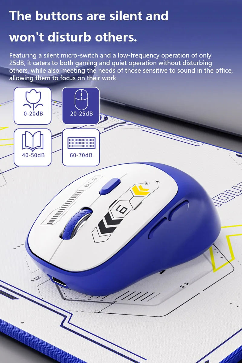 Wireless Mouse Bluetooth and 2.4GHz Dual Mode Rechargeable Gaming Mouse Ergonomic Silent Click for PC iPad Laptop Cell Phone TV Zpaxo