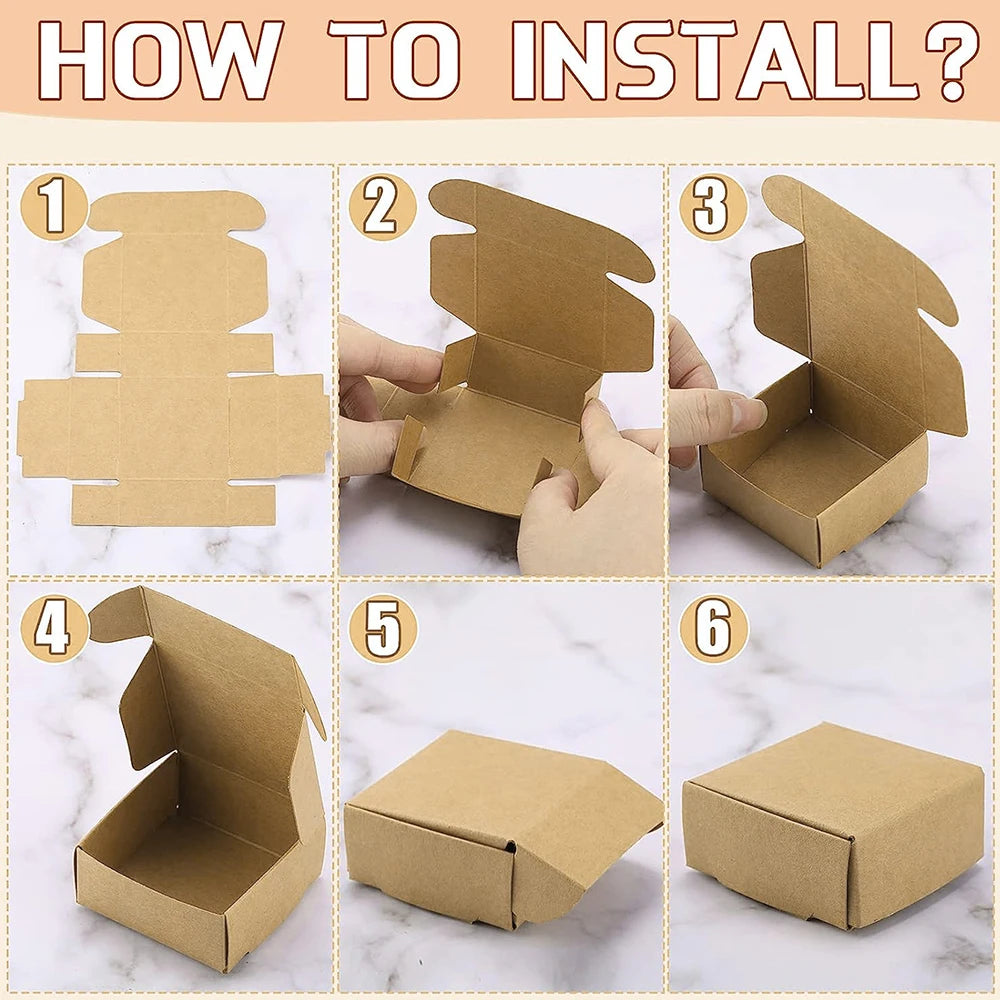10Pcs Small Kraft Paper Gift Boxes 2.16'' x 2.16'' x 0.98'' for Ornaments Earring Jewelry Wrapping Packaging Cardboard Boxes Zpaxo