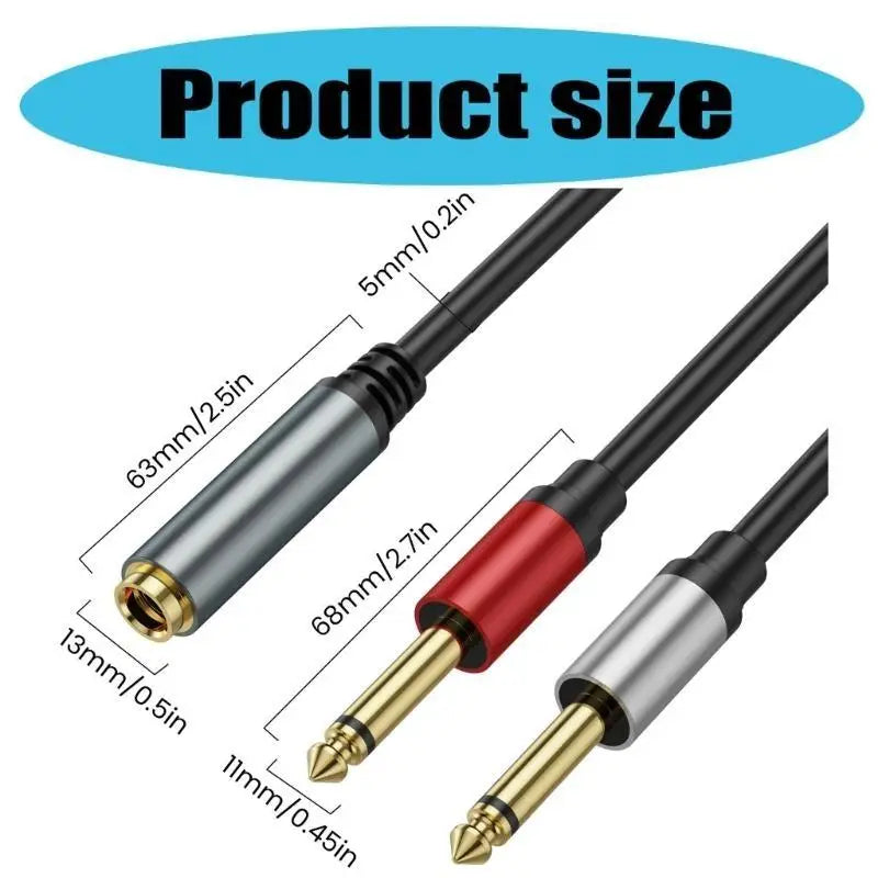 652F Professional Female Two 1 4 Mono Male Speaker Splitter Cable Zpaxo