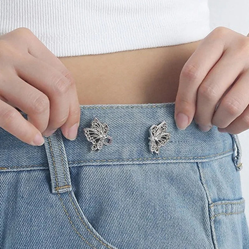 Jeans Button Adjustable Clips for Pant Skirts Waist Tightener Buckle Snap Button Adjuster Butterfly Pin Button Clothing Supplies Zpaxo