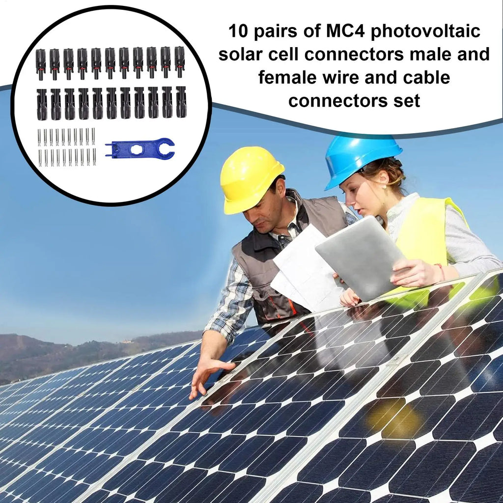 Solar Connectors 10-pair Solar Cable Connectors Mc4 High-Efficiency Waterproof Male Female Wire Crimping Tools for Home Ground Zpaxo