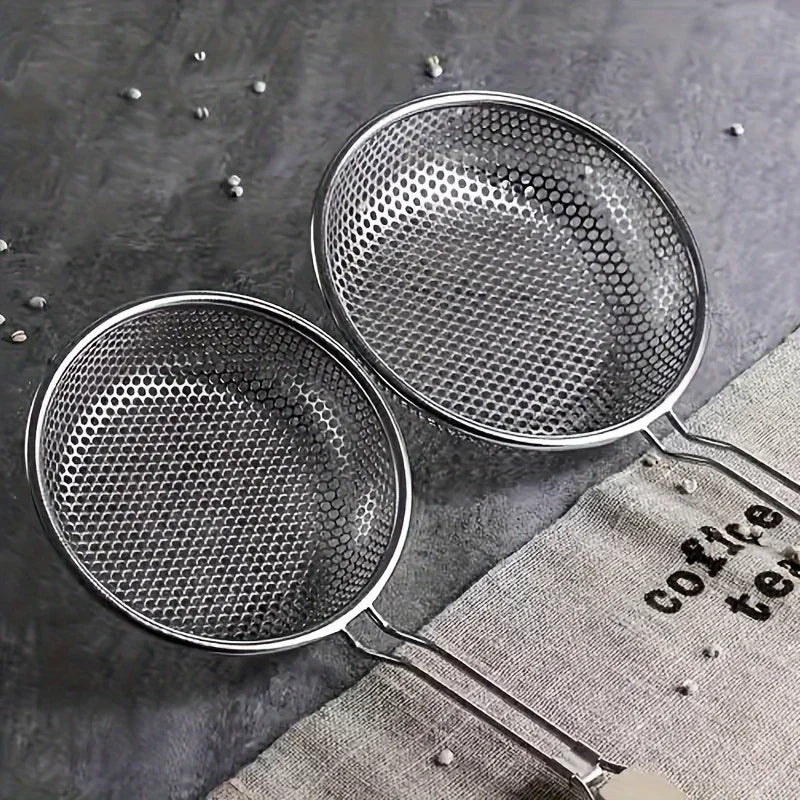 Wooden Handle Stainless Steel Small Colander Fine Mesh Oil Strainer Multi-function Filter Mesh Flour Sifter Kitchen Baking Tools Zpaxo