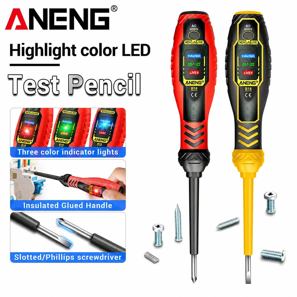 NCV Induction Three LED Sound Light Alarm Screwdriver Function