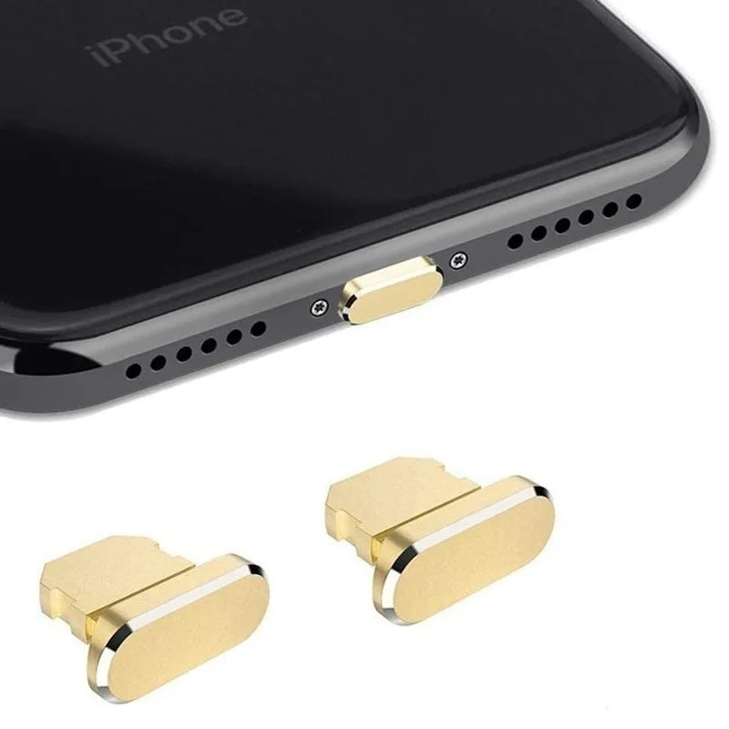 2-10PCS Aluminum Alloy Anti Dust Plug for IPhone 14 13 12 11 Pro Max 8 Plus IPad AirPods Apple Series Lightning 8-pin Port Cover Zpaxo Gold 6PCS