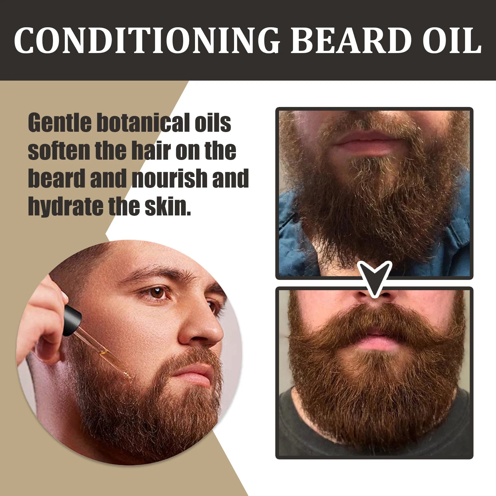 30ml Facial Hair Beard Growth Oil Serum For Men's Thick Soft Smooth Beard Oil Natural Moisturizing Beard Grooming Oil Beard Care Zpaxo