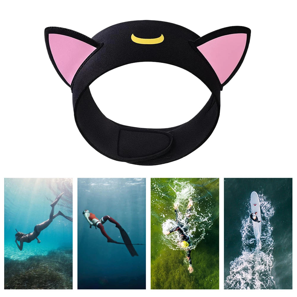 Cat Ears 3mm Neoprene Diving Headband Adjustable Dive Hairband Hair Protection Band Wetsuit Hood for Snorkeling Surfing Zpaxo