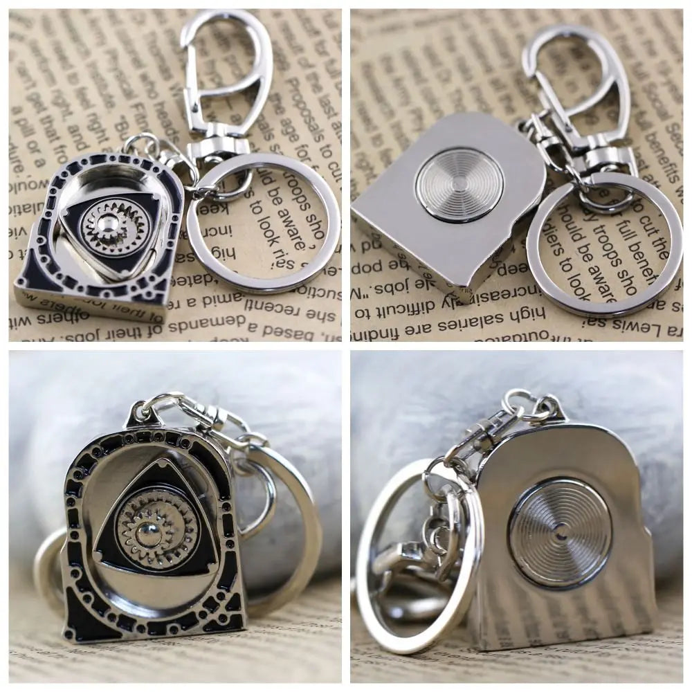 Zinc Alloy Spinning Rotor Keychain Mechanical Smooth Automotive Engine Rotary Keyring High Playability Creative Zpaxo