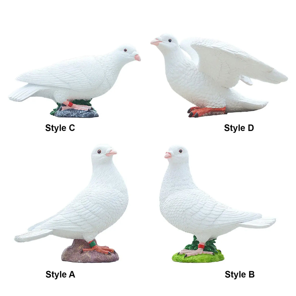 Realistic White Pigeon Figurine | Resin Dove Statue Garden Decor Bird Figurine Statue Zpaxo