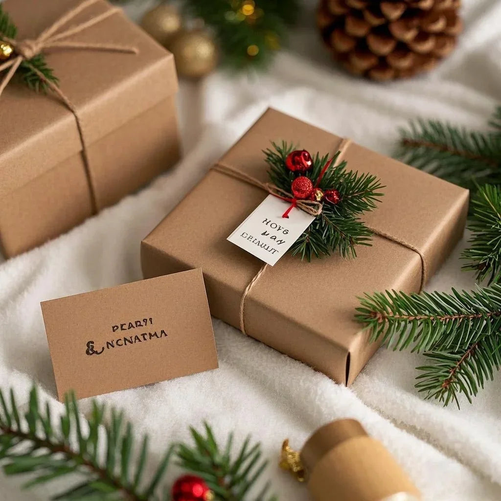 Christmas Decoration 2025 Kraft Paper Tags DIY Wrapping Gift Flowers Xmas Tree Hanging Label Christmas New Year Party Wrapping Zpaxo