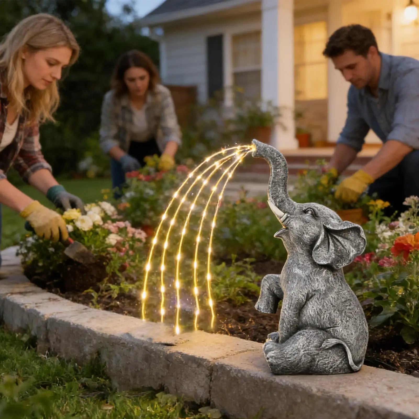 Elephant Statue Waterproof UV Resistant Solar Lights Cute Animal
