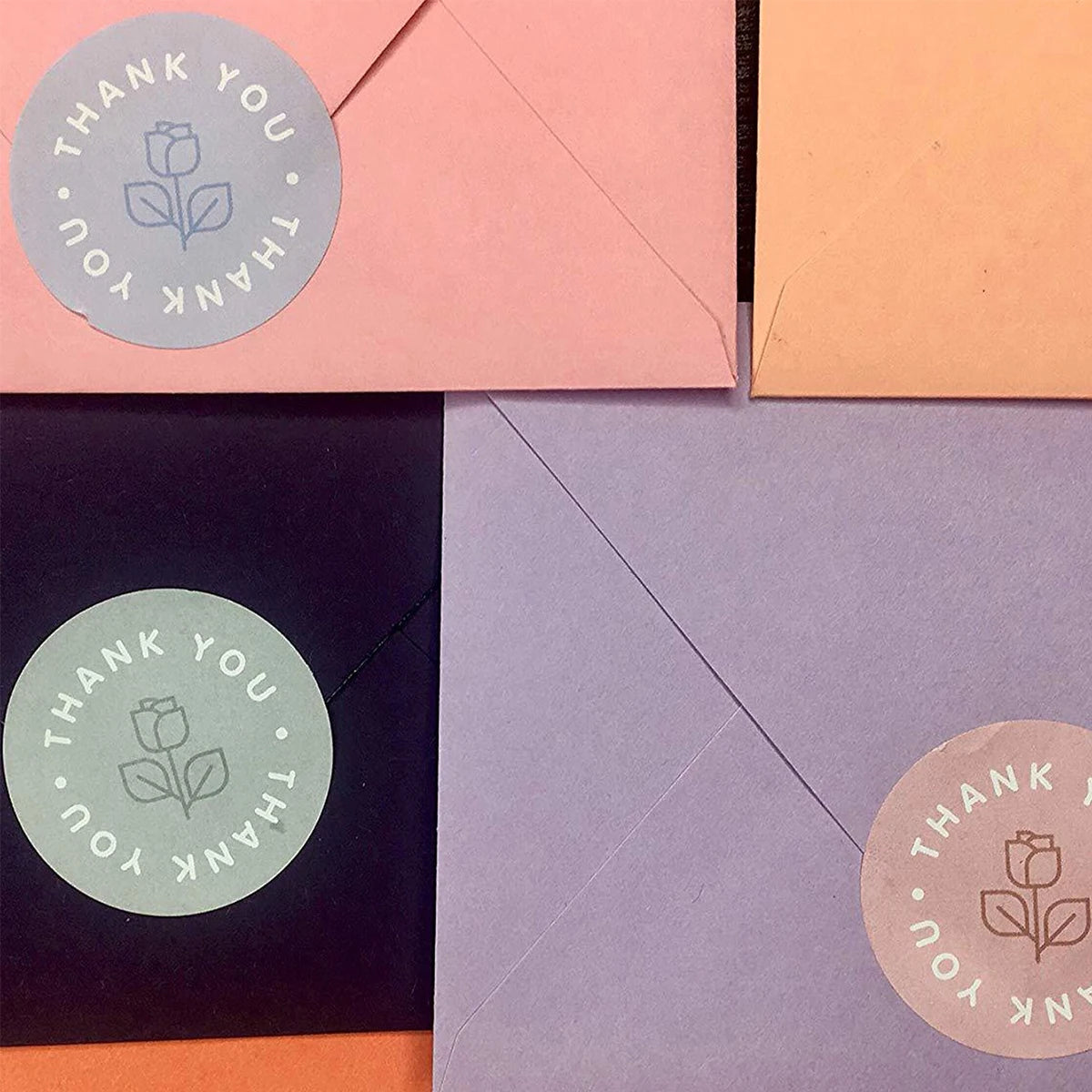 500pcs/Roll Thank You Stickers Rose Round Label Stickers Envelope Gift Packaging Stationery for Birthday Wedding Business Zpaxo