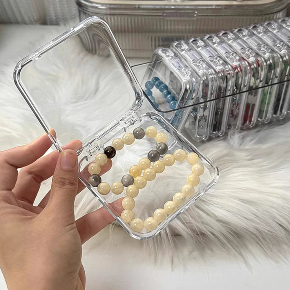 Clear Jewelry Storage Box Plastic Bracelet Necklace Earring Jewelry Organizer Box Rectangular Container with Portable Small Case Zpaxo
