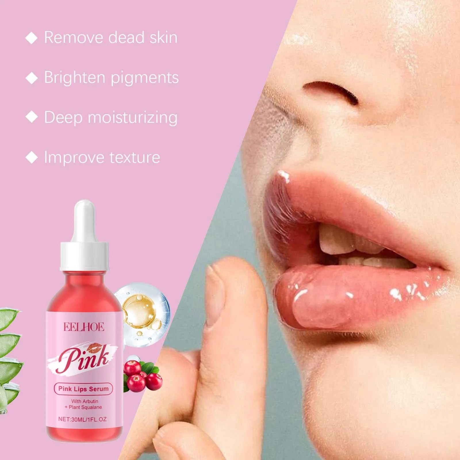 Pink Lip Serum Lip Plumping Essential Oil Lightening Dark Lip Remove Dead Skin Lip Lines Brighten Moisturizer Lip Balm Essence Zpaxo