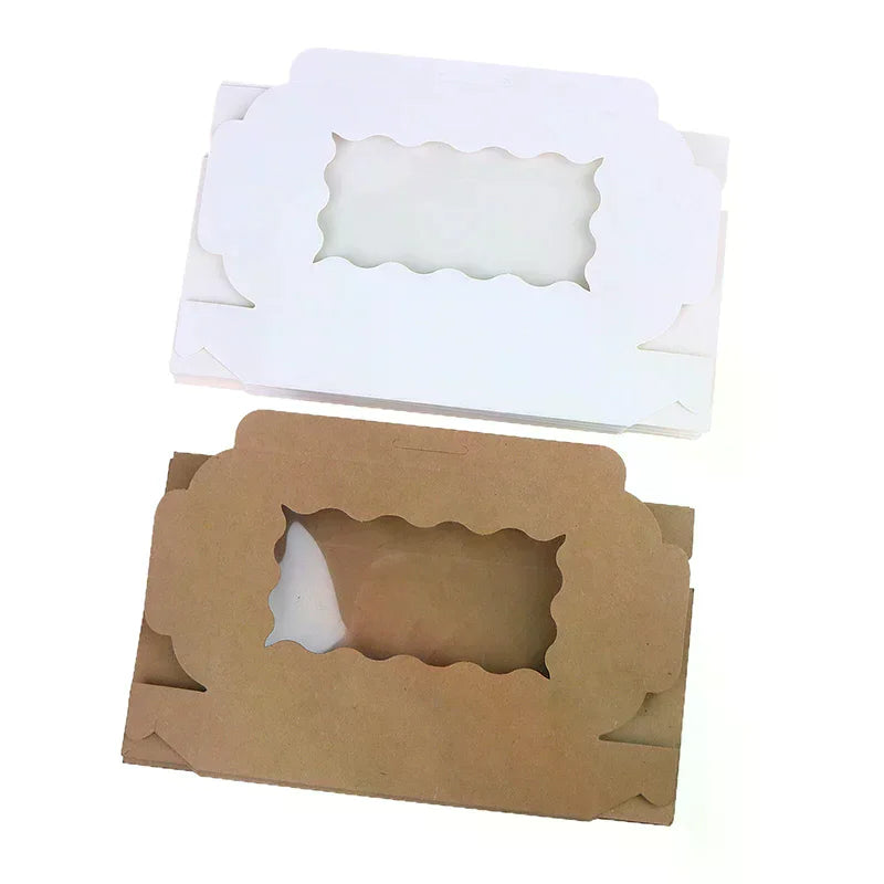 10Pcs Rectangular Cake Carriers Paper Gift Box With Clear Window For Cookies Bread Candy For Weddings Parties Valentine's Day Zpaxo