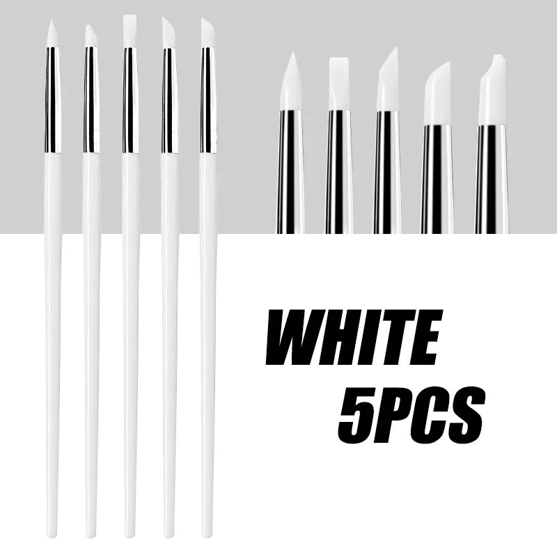 Silicone Nail Brush UV Gel Polish Tip 3D Image DIY Dotting Brushes Zpaxo White
