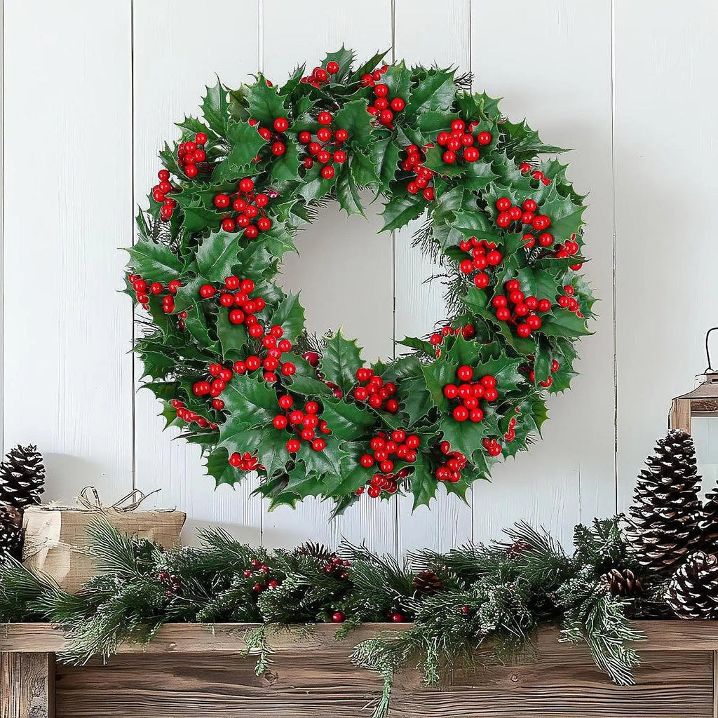 Artificial Christmas Wreath Garland Green Leaves Ornament Zpaxo
