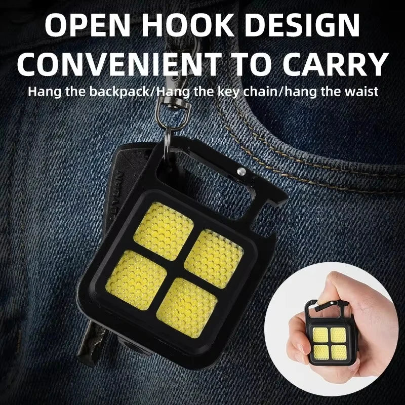 COB LED Keychain Flashlight – Mini Rechargeable Camping Torch