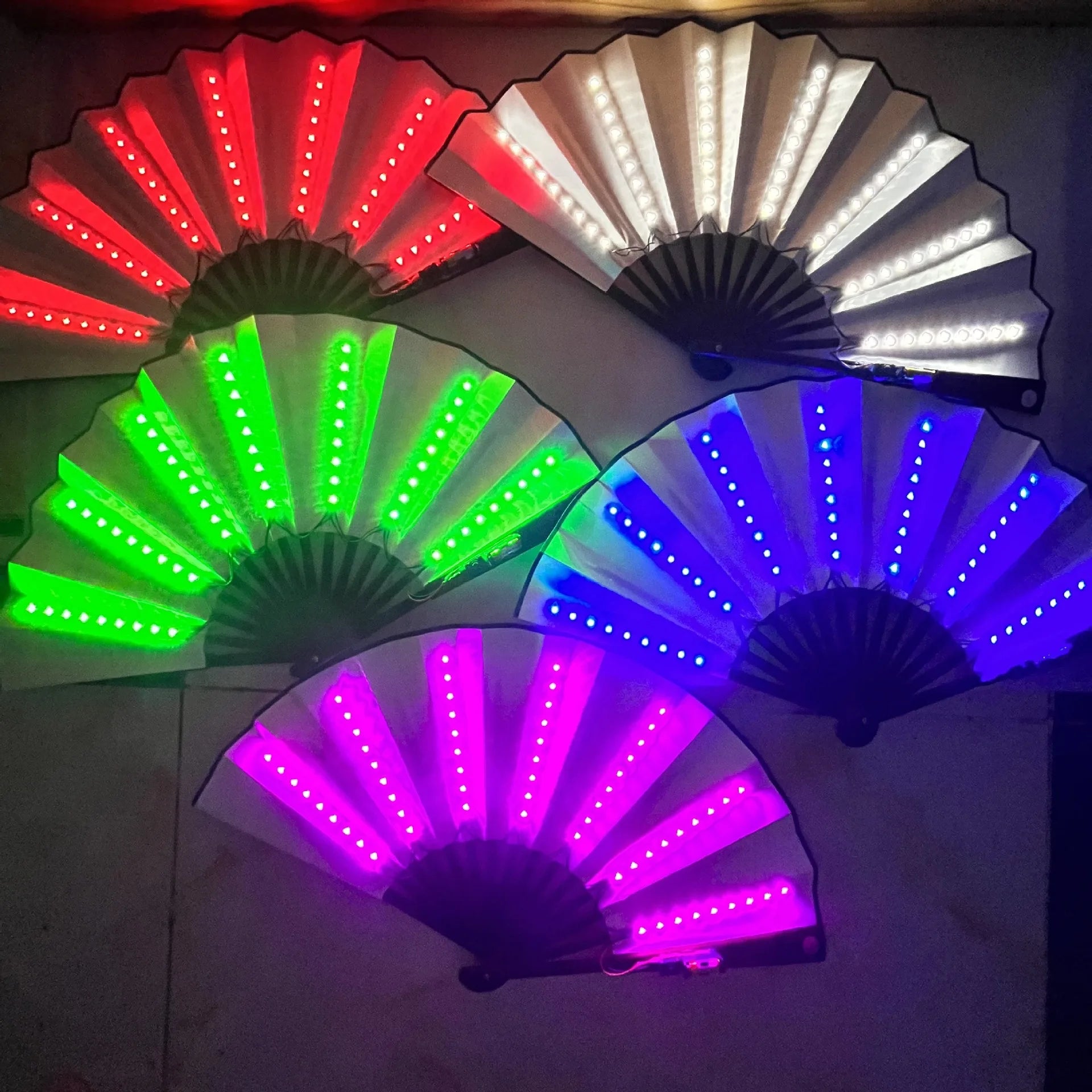 Glow Folding Led Fan Dancing Light Night Show Halloween Christmas