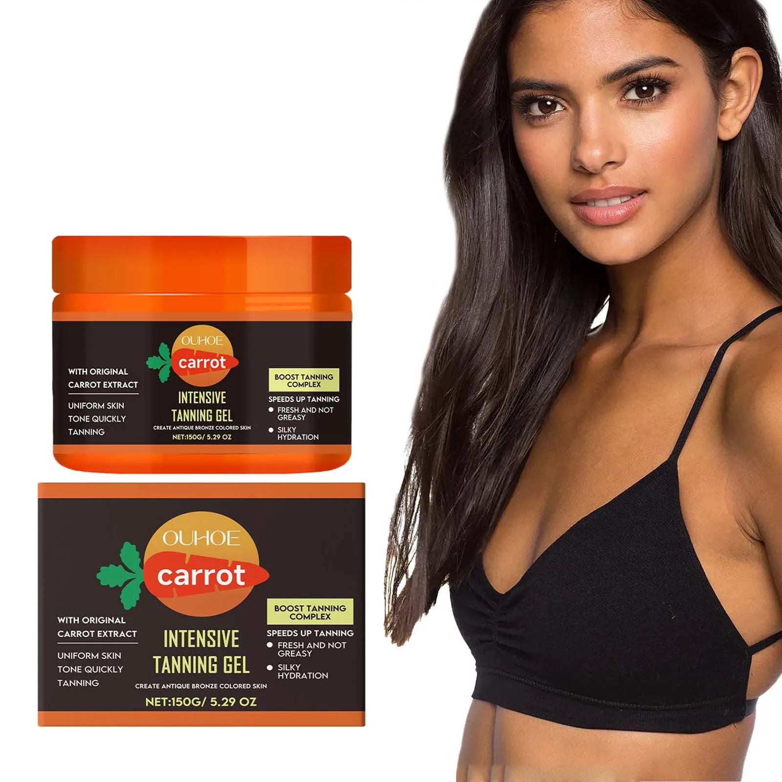 Carrot Tanning Gel – Sunless Bronzer & Moisturizing Tan Enhancer Self Tanner Gel Zpaxo