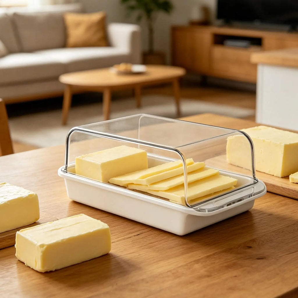 Butter Dish Lid Farmhouse Clear Airtight Keeper Container Elegant