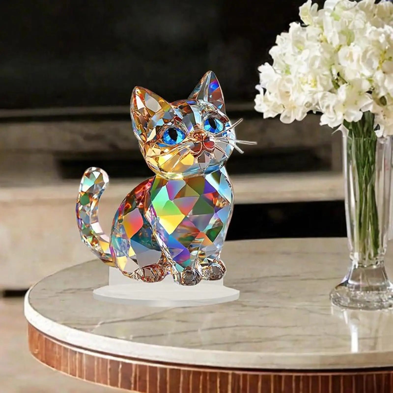 Miniature Acrylic Cat Statue – Modern Kitten Figurine Decor Cat Figurine Decor Zpaxo Default Title