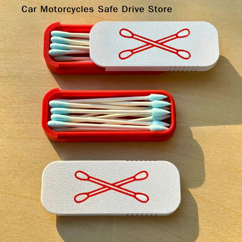 CMNew Mini Sliding Cotton Swab Storage Box Keychain Portable Case