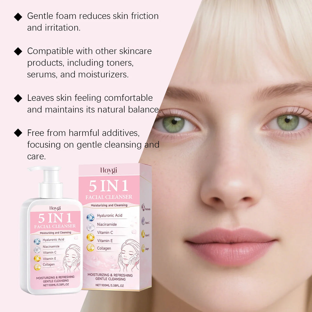Hoygi 5-in-1 Facial Cleanser – Hydrating, Brightening Foam Facial Cleanser Zpaxo