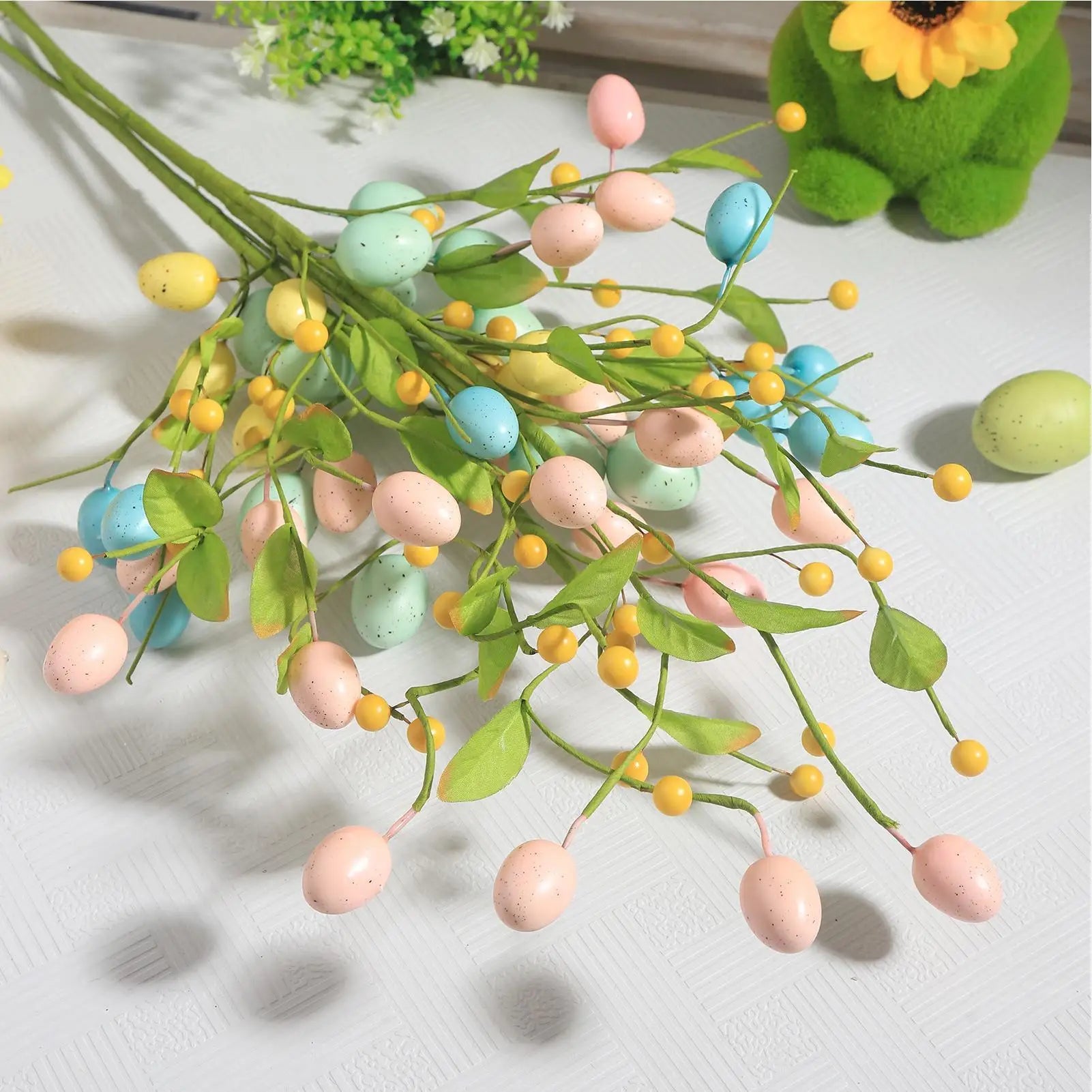 Easter Artificial Flowers Foam Spring Stems Eggs Fake Flower