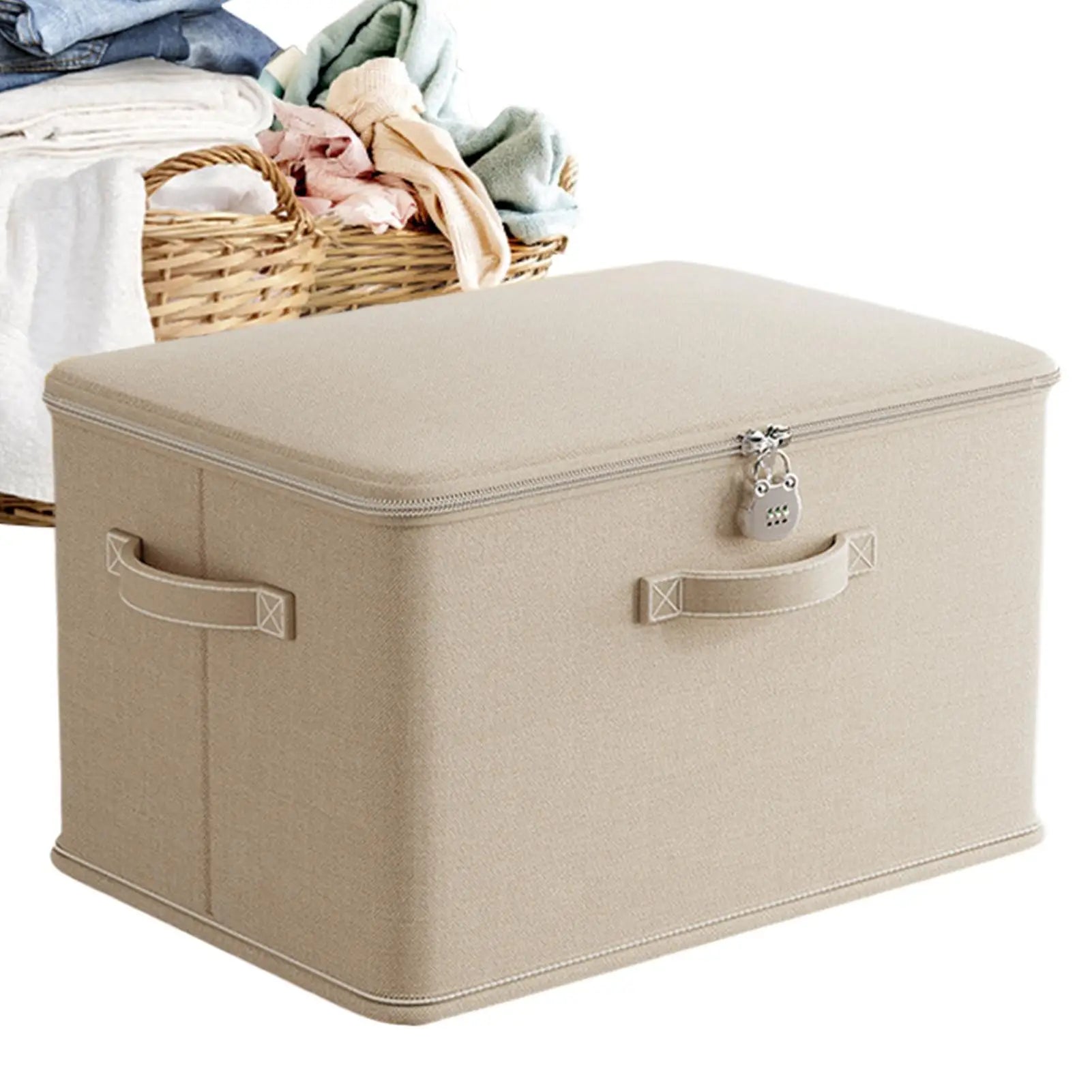 Lockable Storage Box, Odor Proof Stackable Container With Handle, Washable Shelf Baskets For Blanket Clothing Toys Home Organiza Zpaxo