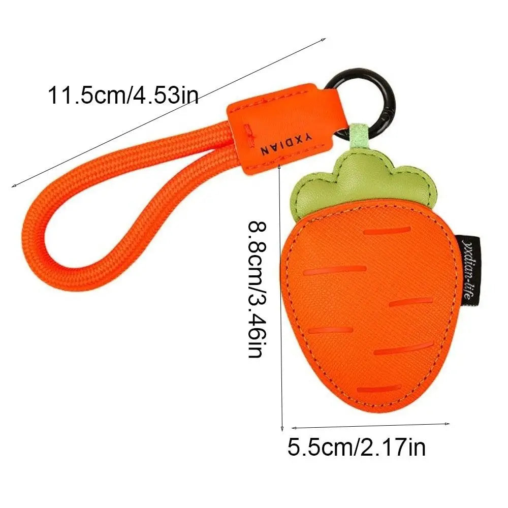 Kawaii Cartoon Vegetable Keychain Eggplant Carrot PU Leather Bag Pendant Braided Rope Birthday Gifts Car Keyring Girl/Boy Zpaxo