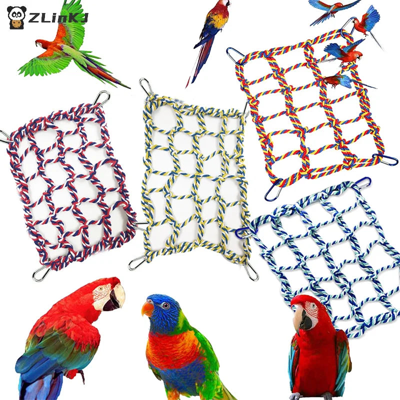 ▶1Pcs Fun Hanging Play Sleep Gear Trending Pet Hammock Net Sturdy Braided Bed For Small Pets Parrots Guinea Pigs Zpaxo