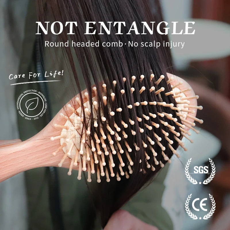 BOOMSLIFE Wood Wide Tooth Hair Comb & Scalp Massage Brush Wood Hair Comb Zpaxo
