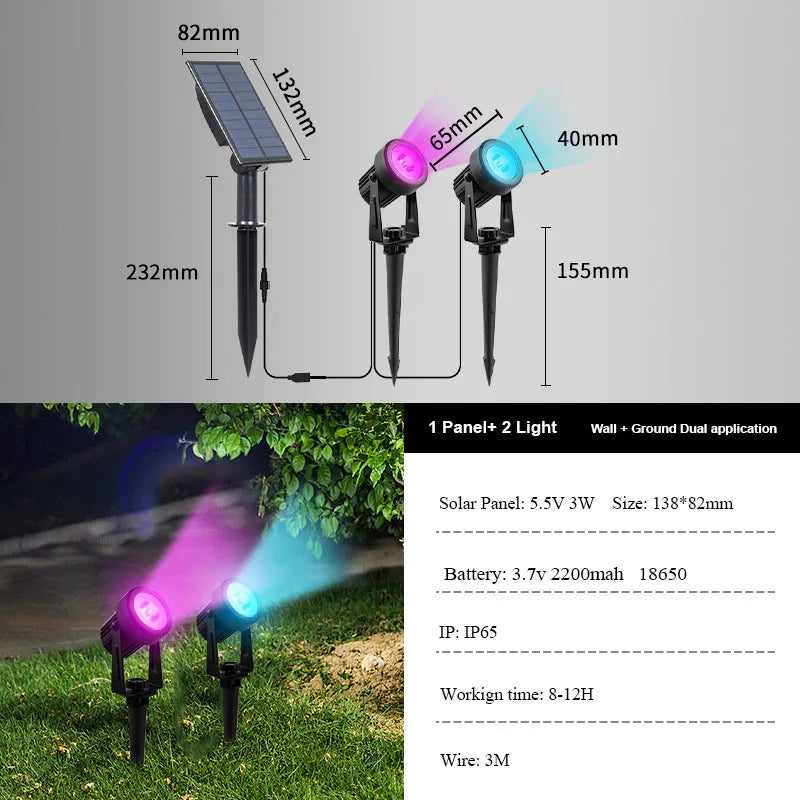 Enhanced Colorful Solar Spotlights Outdoor Garden Yard Tree Spike Zpaxo 1 To 2 Colorful