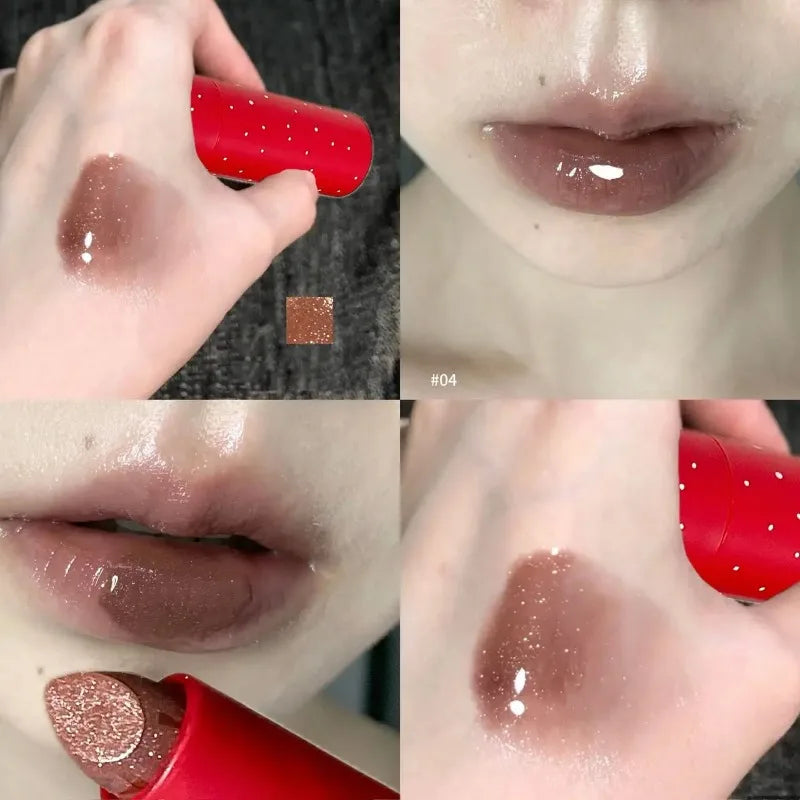 Mirror Water Jelly Lipstick Moisturizing Purple Grape Glitter Solid