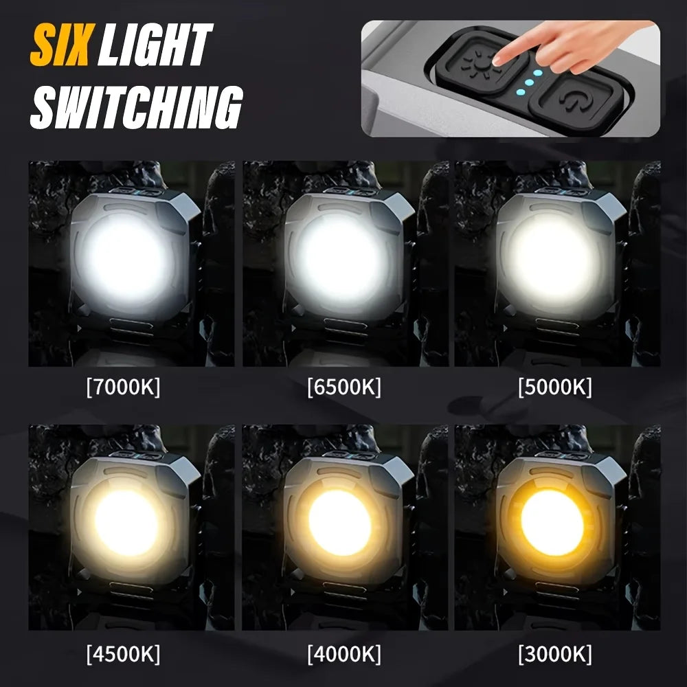 POCKETMAN Mini COB Keychain Flashlight – 6 Modes USB Rechargeable