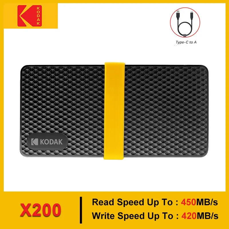 Kodak X200 Portable SSD 2TB 1TB USB 3.1 Type C External Drive Hard Disk 512GB 256GB Solid State Drive For PS4 Laptop Macbook PC Zpaxo