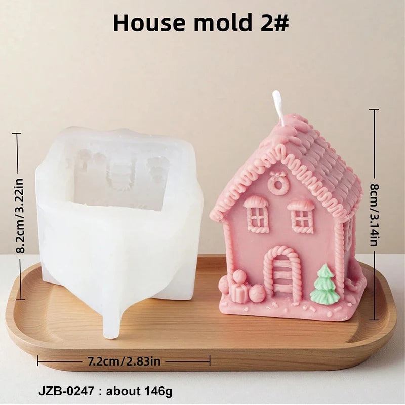 3D Christmas House Candle Silicone Mold Gingerbread House Aroma Soap Gypsum Plaster Crafts Mold Home Decor Christmas Gift Zpaxo JZB-0247