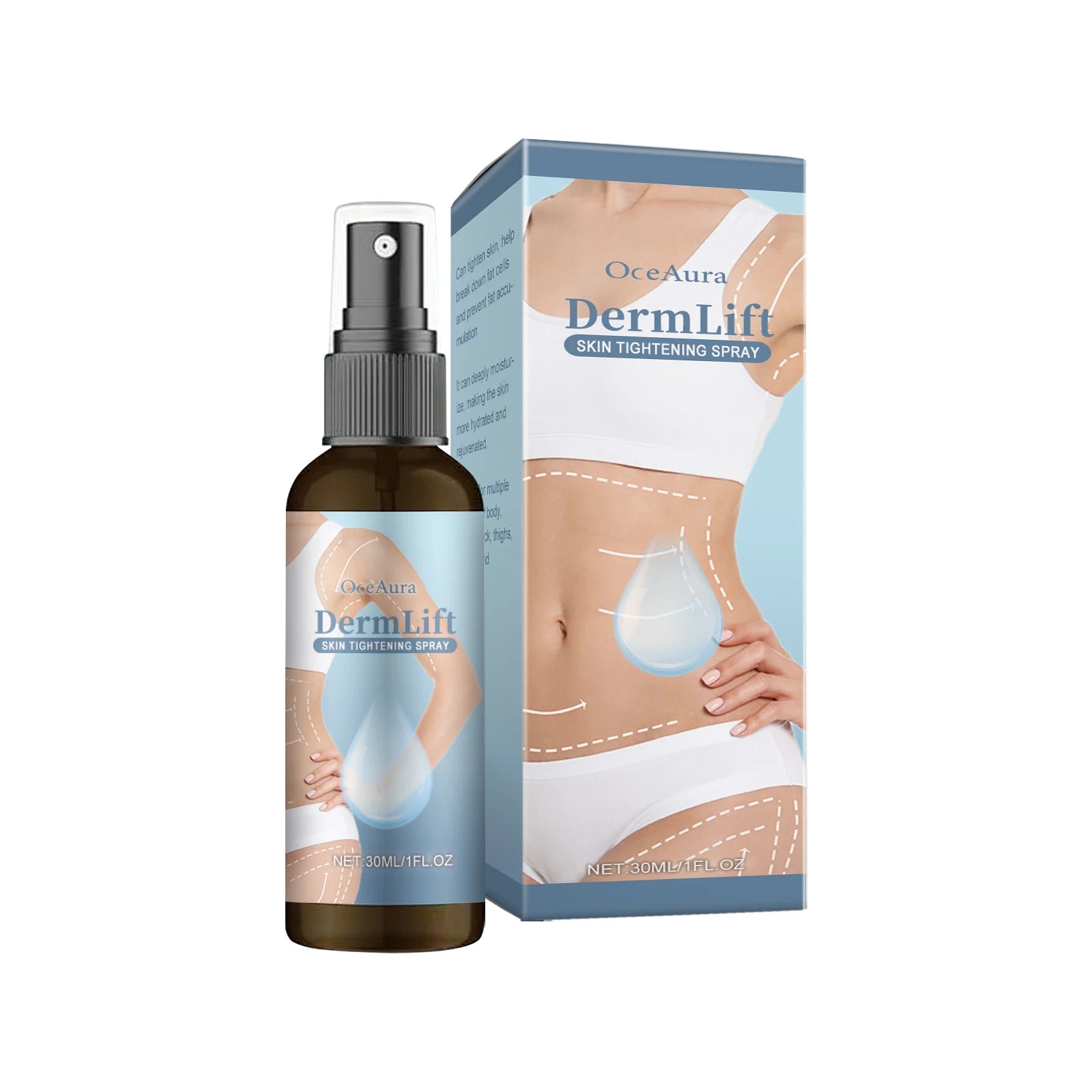OceAura Firming Spray Cleanses and Moisturizes Skin, Tightens and Enhances Body Shape, Convenient Body Lifting Spray Zpaxo 30ml boxed