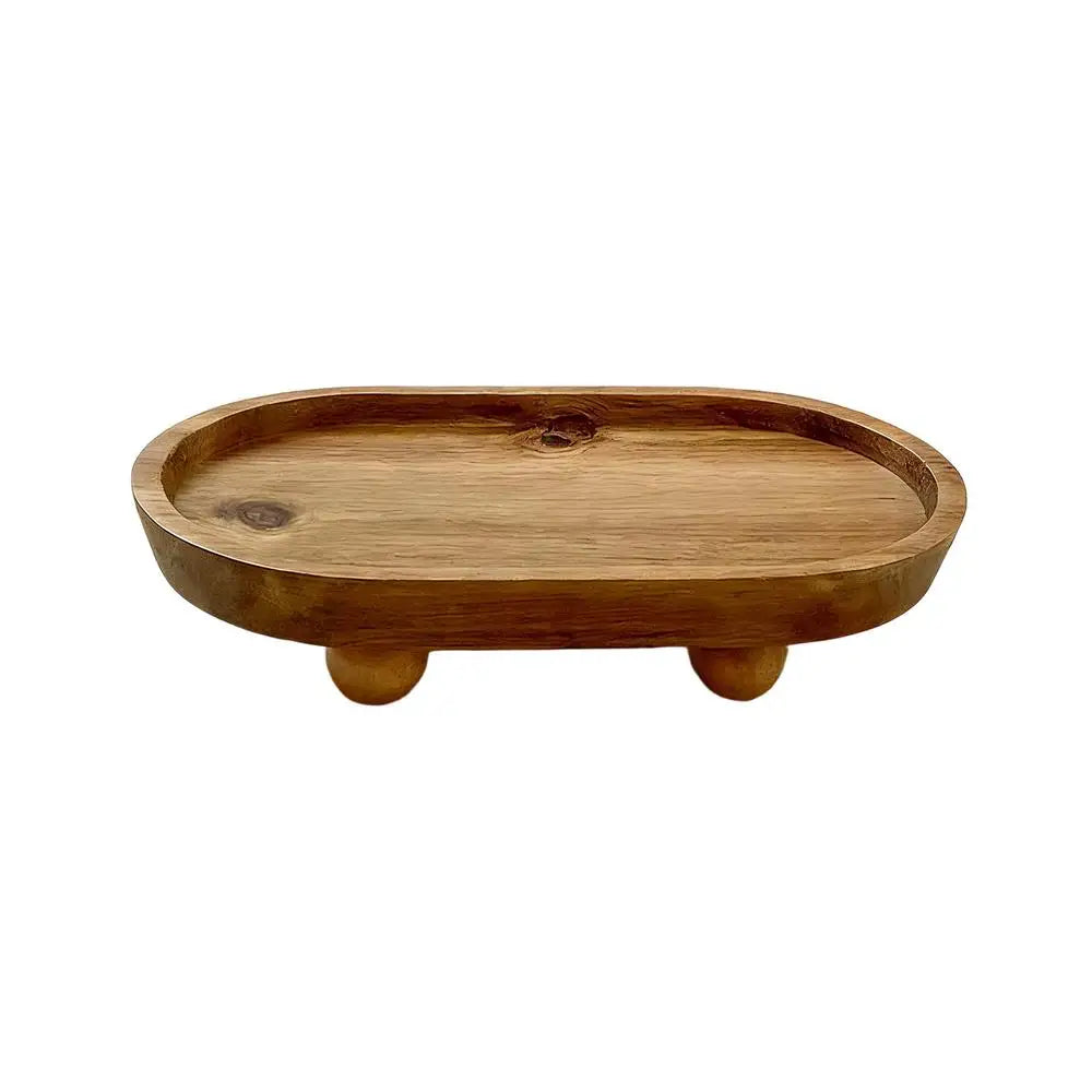 Risers Decor Oval Small Wooden Pedestal Perfumes Display Stand Home